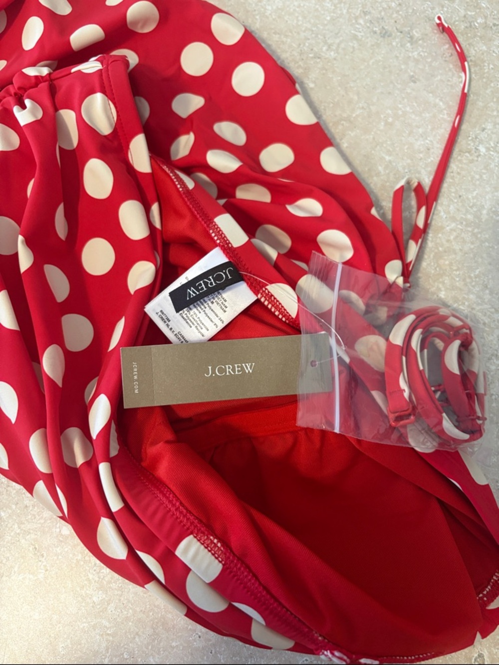 J. Crew Red and White Polka Dot One-Piece Swimsuit - Picture 2 of 5